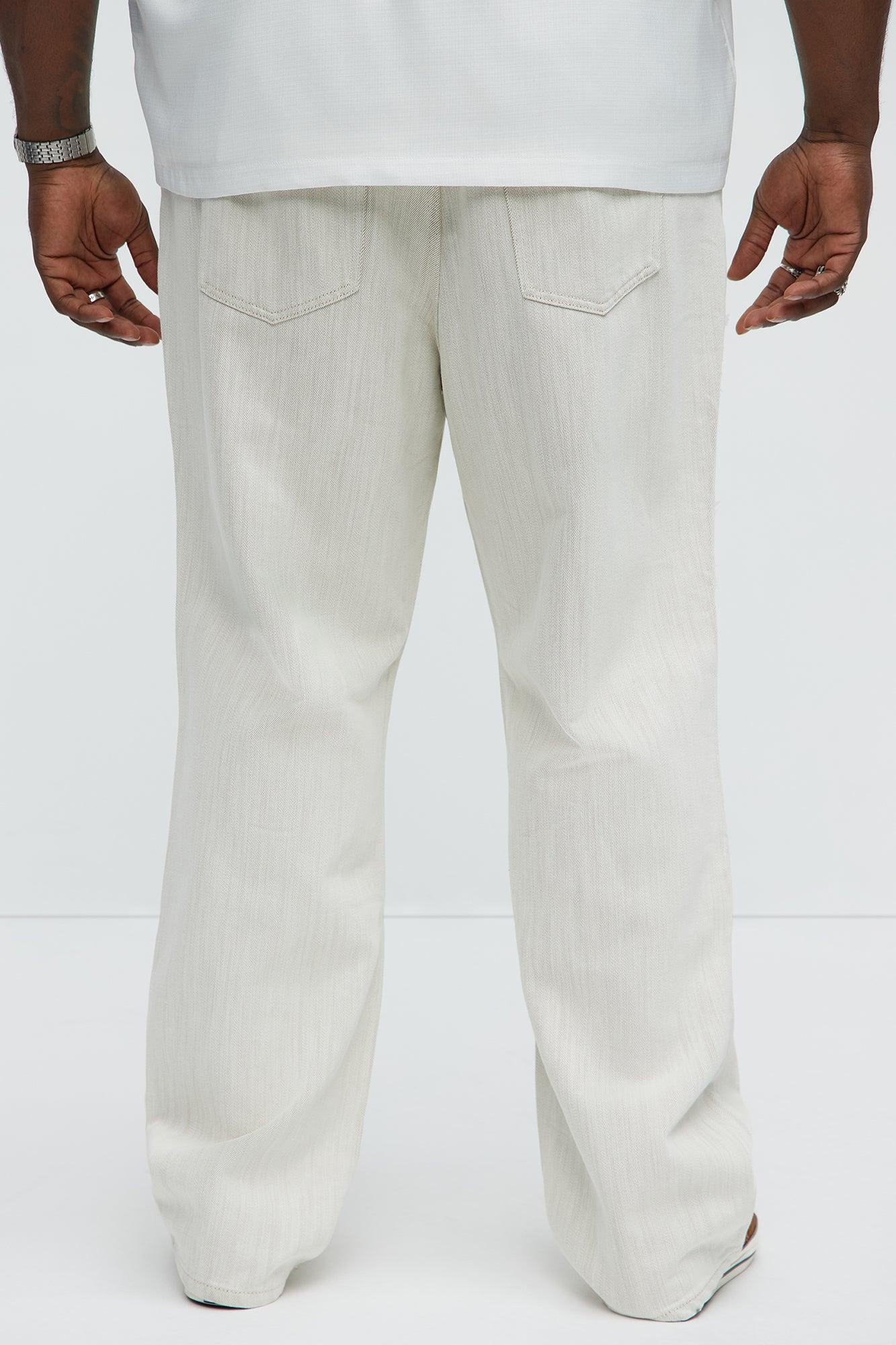 Hector Distressed Straight Jeans - Beige Product Image