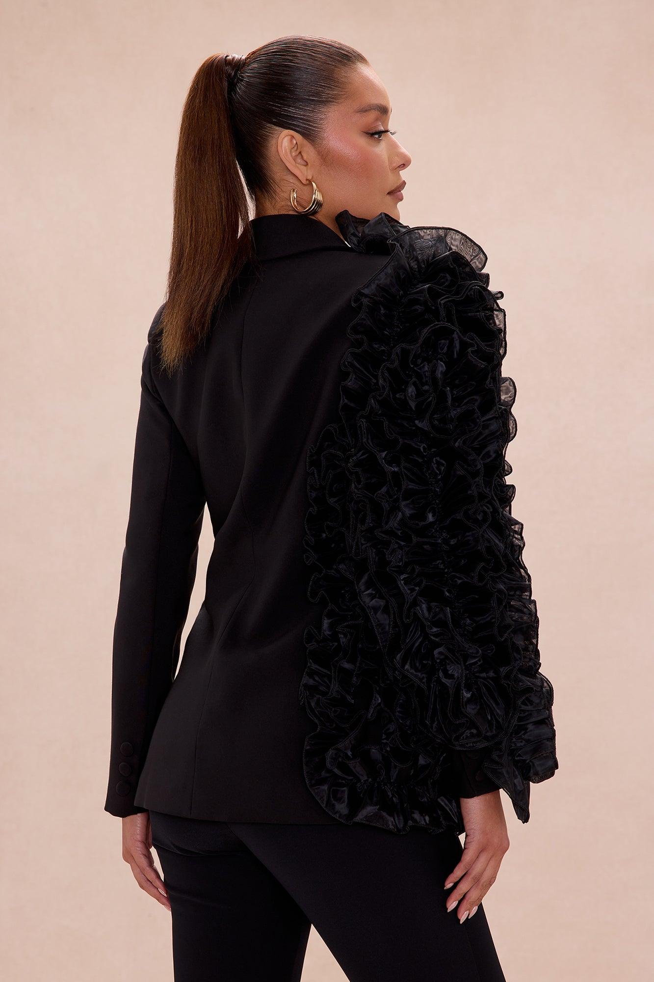 Camellia Ruffle Blazer - Black Female Product Image