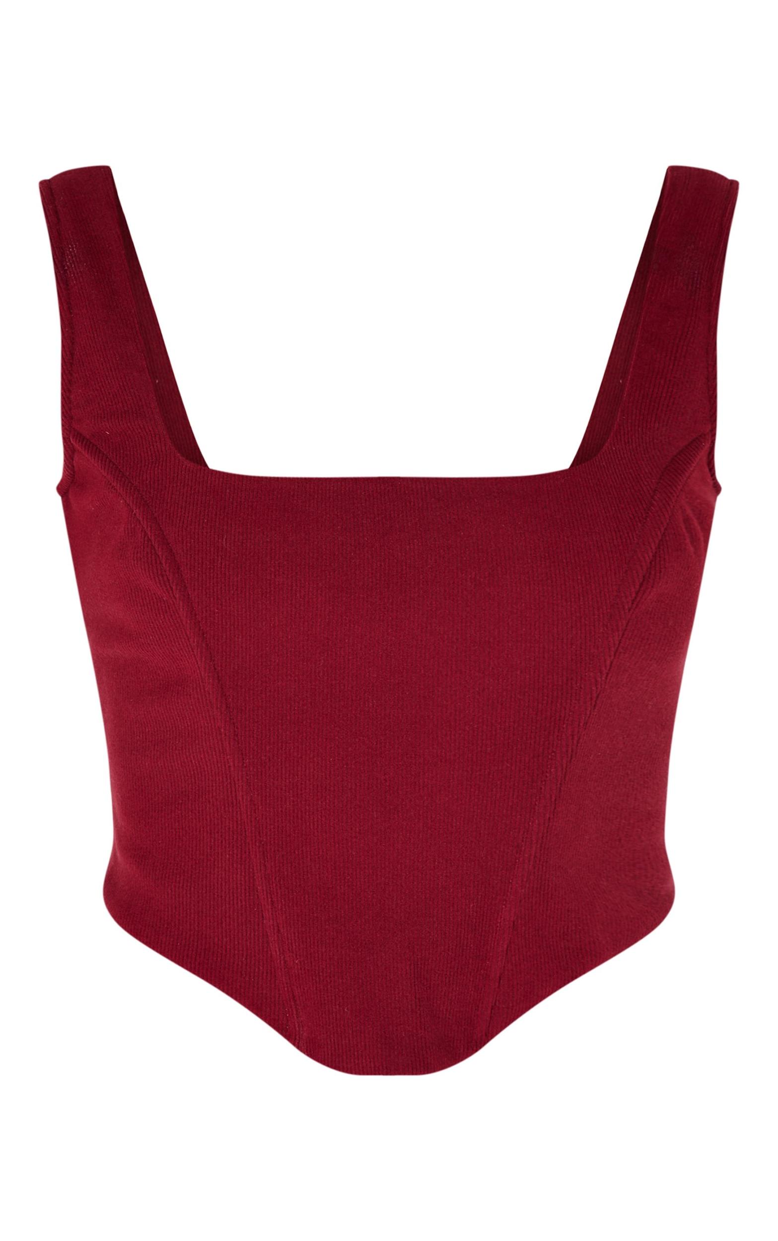 Burgundy Corduroy Corset Product Image