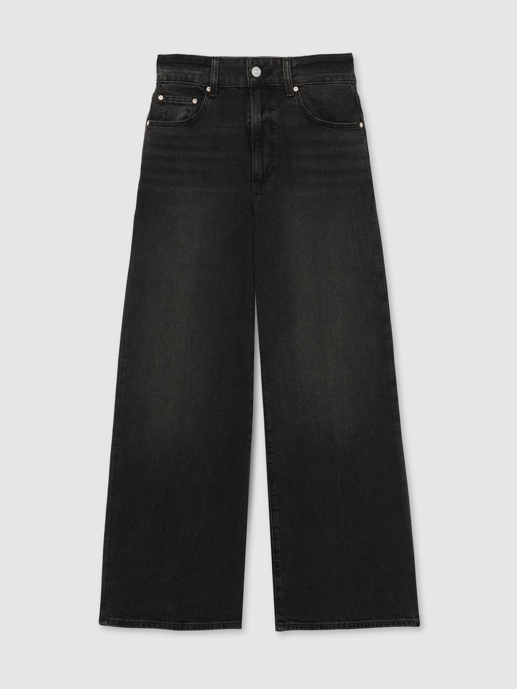 Paige Wide-Leg Cropped Jeans in Black Product Image
