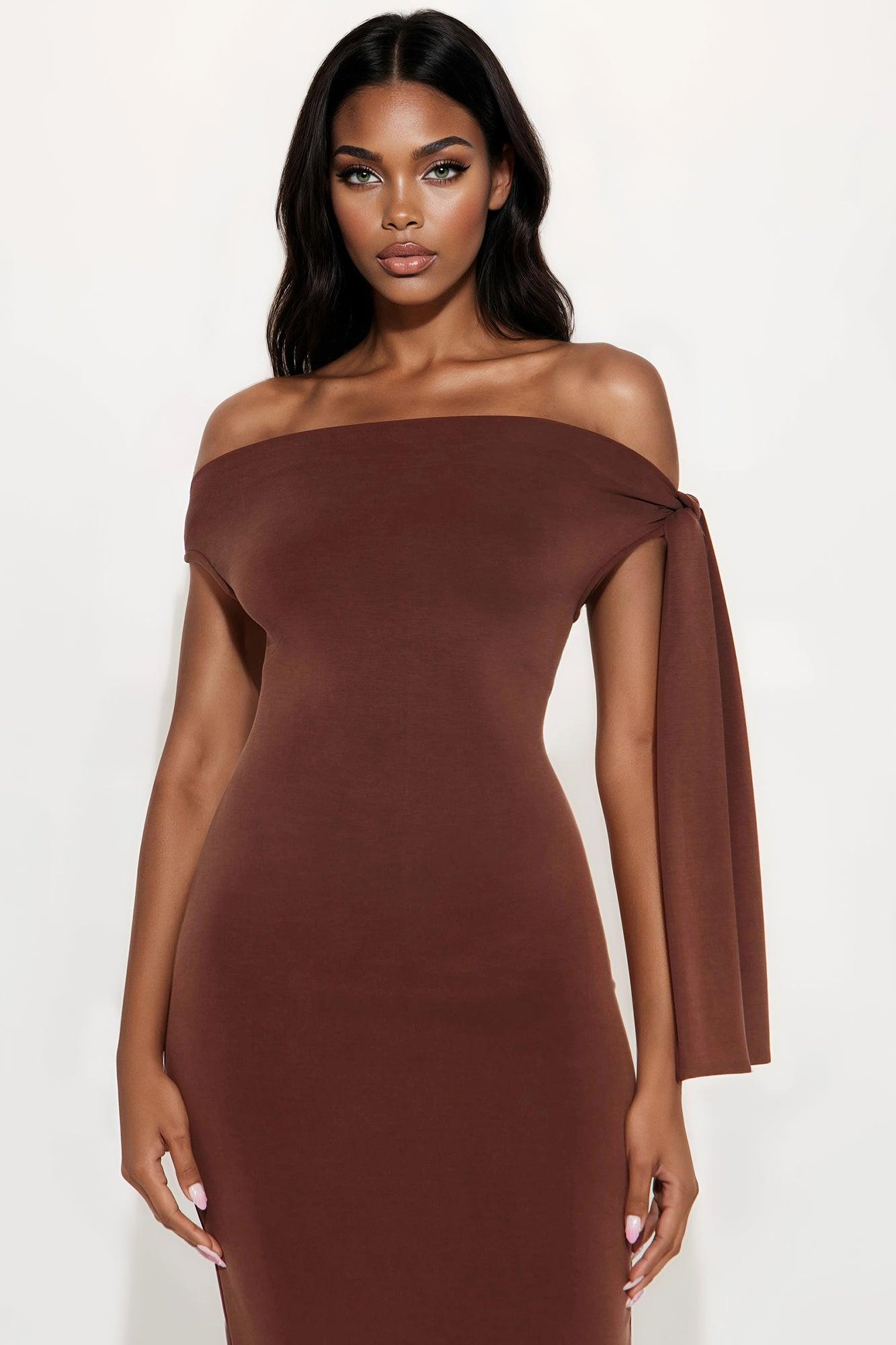 Paris Knotted Maxi Dress - Chocolate Female Product Image