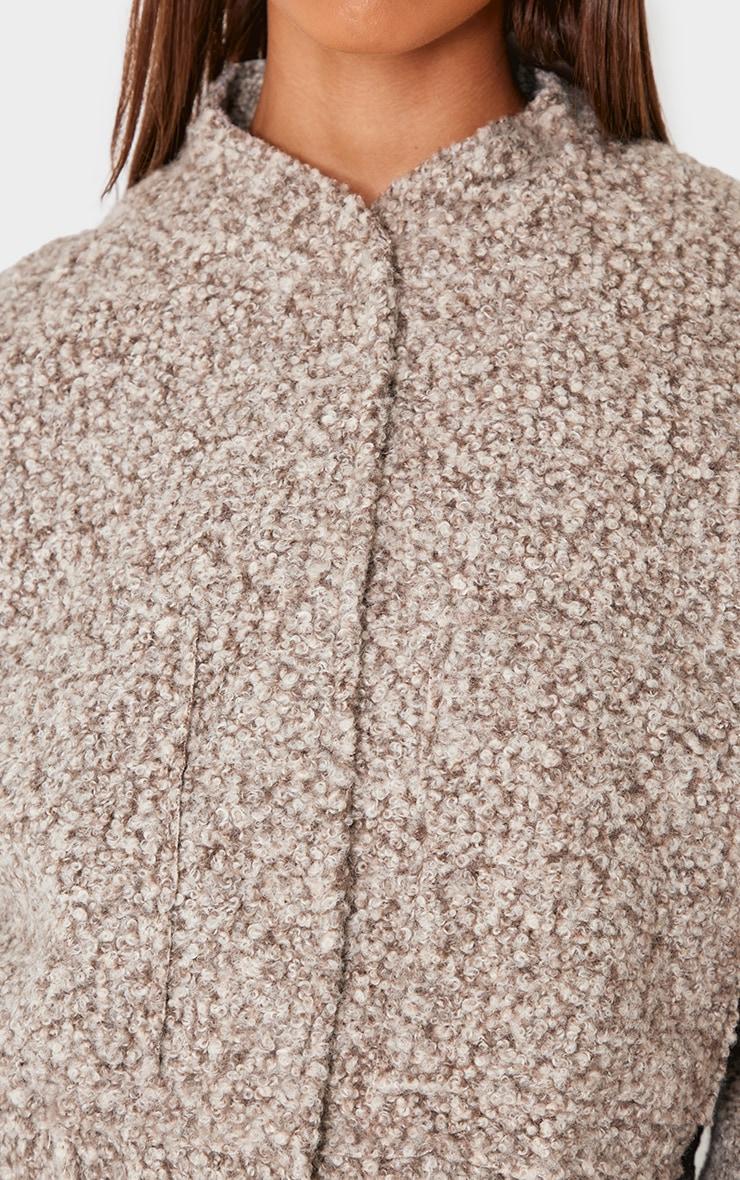 Beige Textured Wool Look Pocket Detail Jacket Product Image