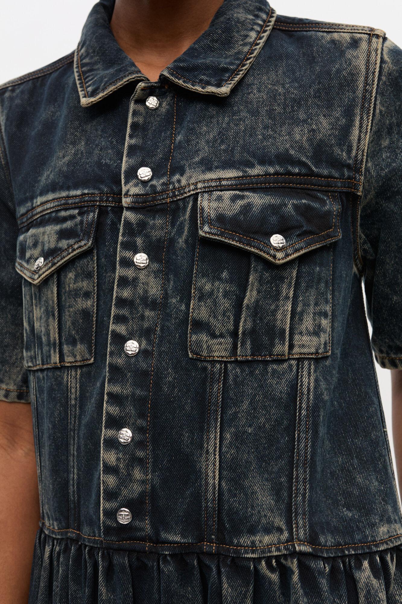 Black Washed Denim Dress Product Image