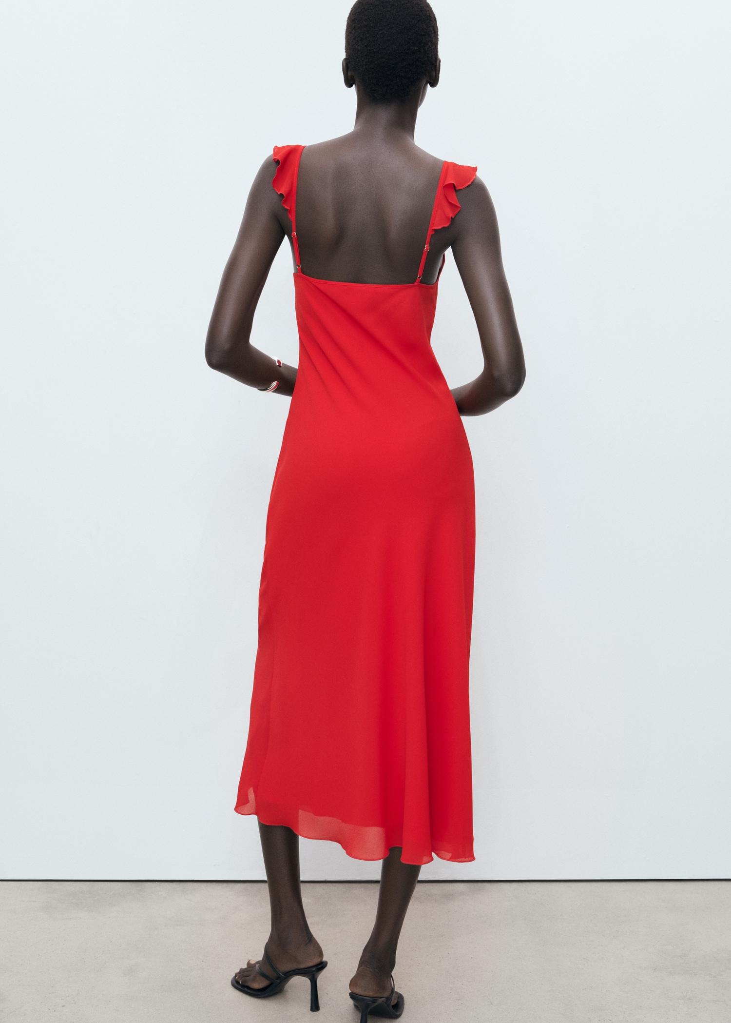 Midi dress with flounce neckline - Women | MANGO USA Product Image