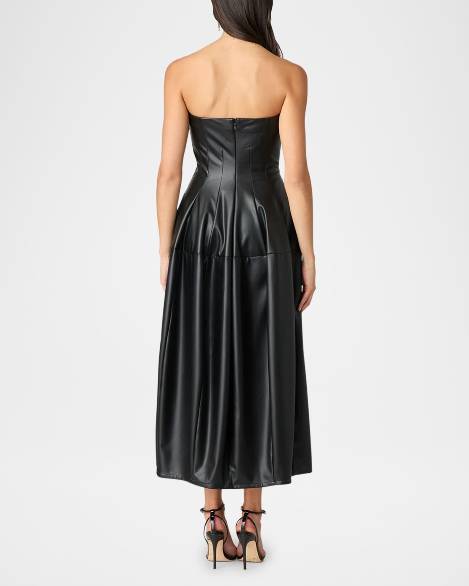 Celia Strapless Faux Leather Midi Dress Product Image
