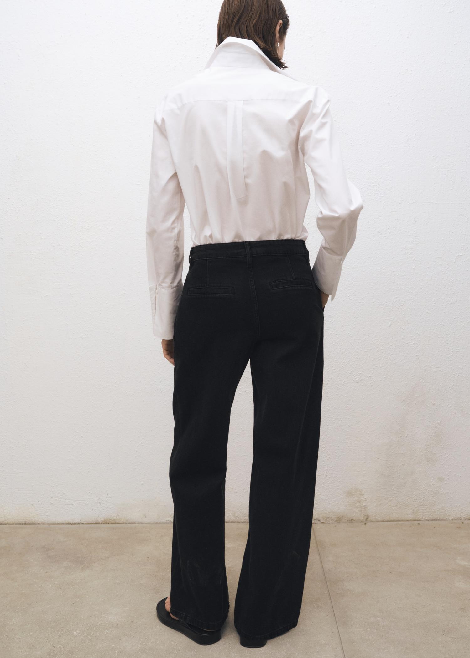 Wide-leg pleated jeans - Women | MANGO USA Product Image