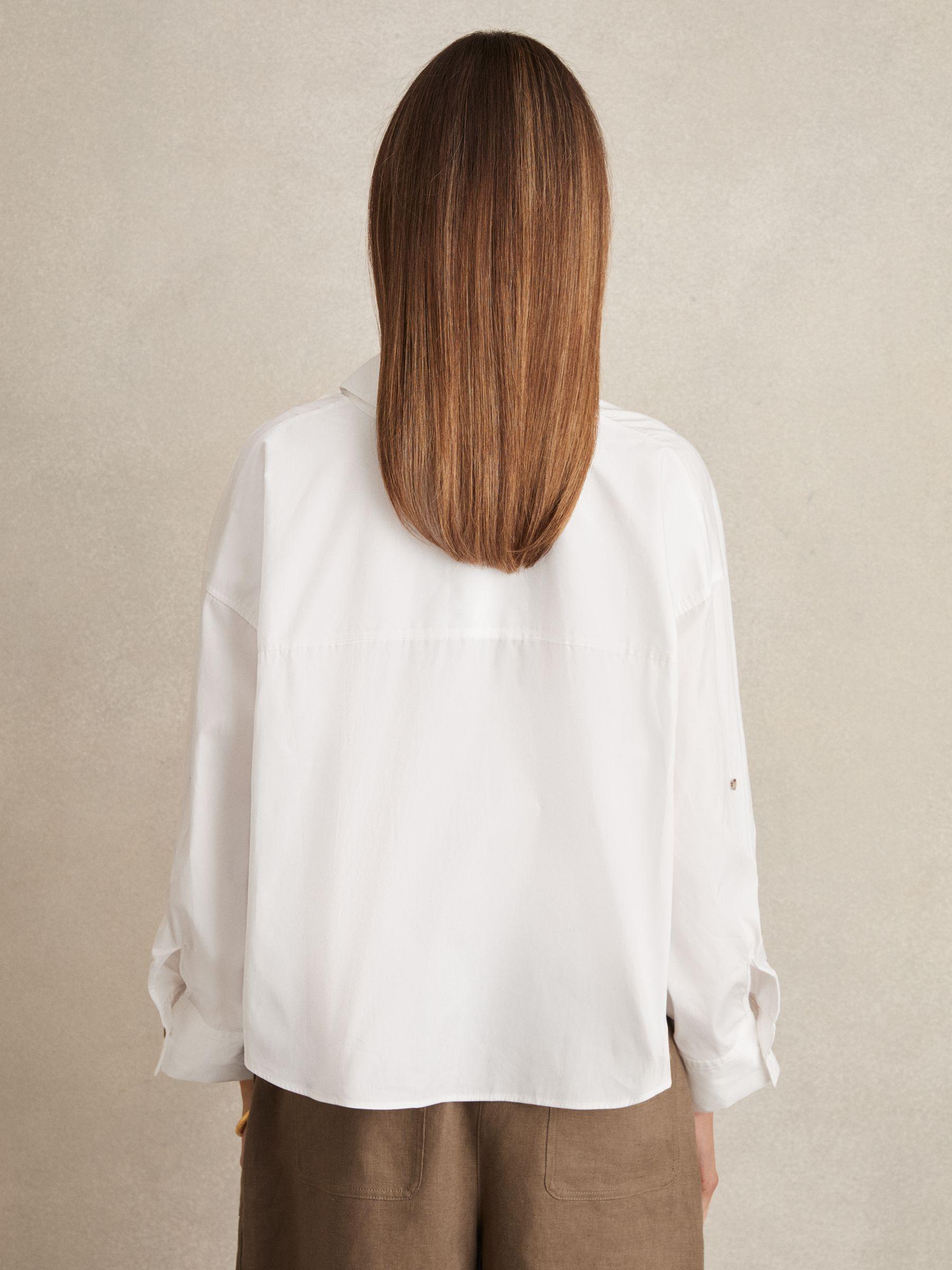 Cropped Cotton Shirt in White Product Image