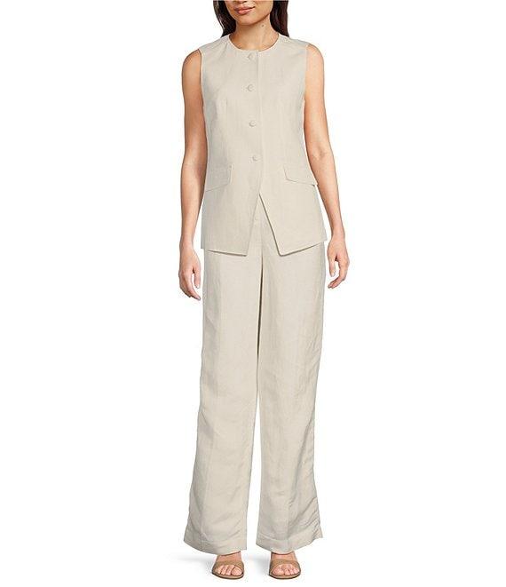 Calvin Klein Linen Blend Straight Leg Pants Product Image