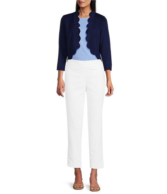 Investments 3/4 Sleeve Scallop Edge Open Front Cardigan Product Image