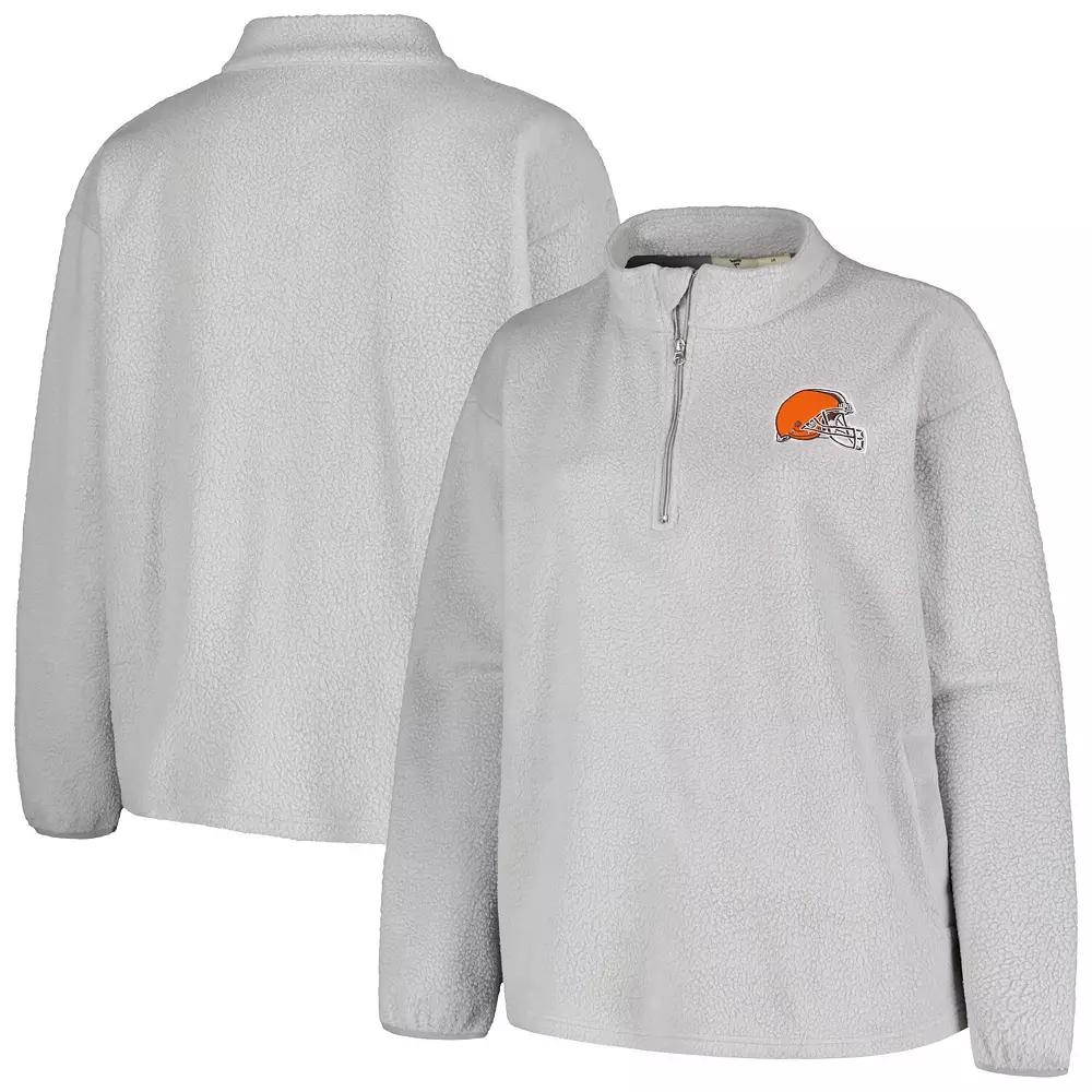 Women's Profile Gray Cleveland Browns Plus Size Sherpa Quarter-Zip Jacket, Size: 4XL, Grey Product Image