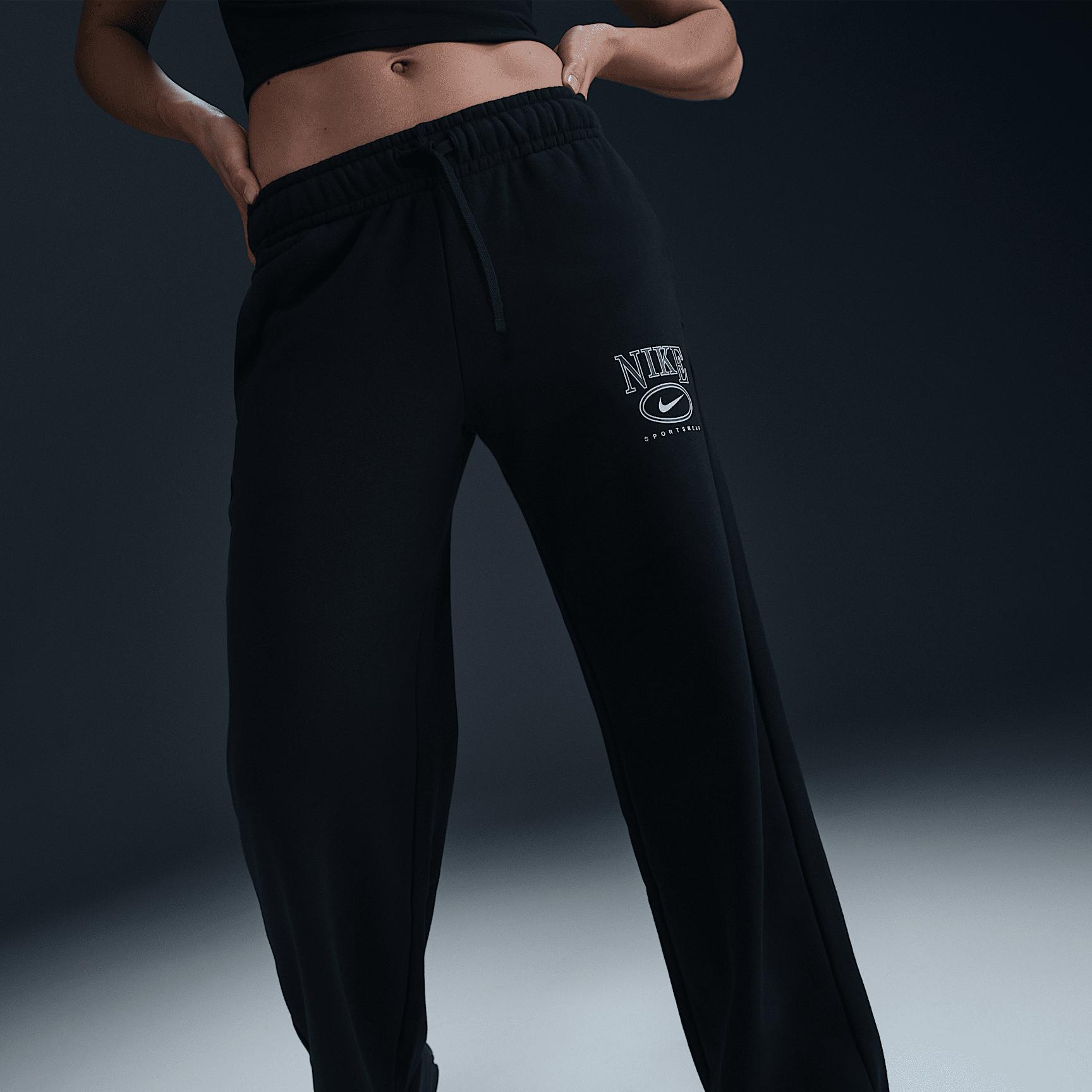 Womens Nike Sportswear Club Fleece Mid-Rise Wide-Leg Graphic Pants | HJ0869-699 Product Image