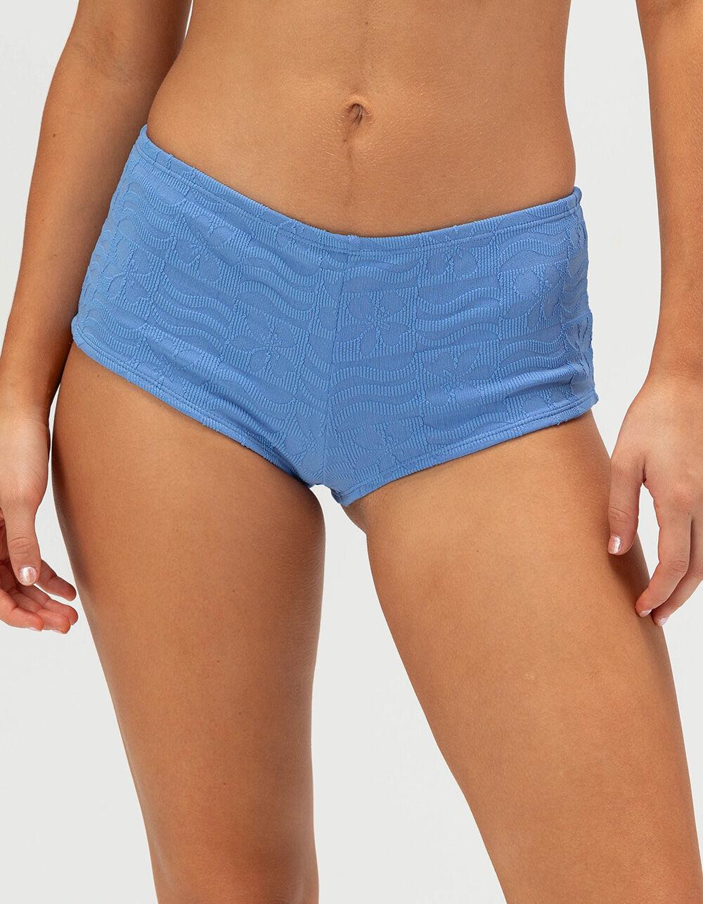 VOLCOM Coco Texture Boyshort Bikini Bottoms - BLUE Product Image
