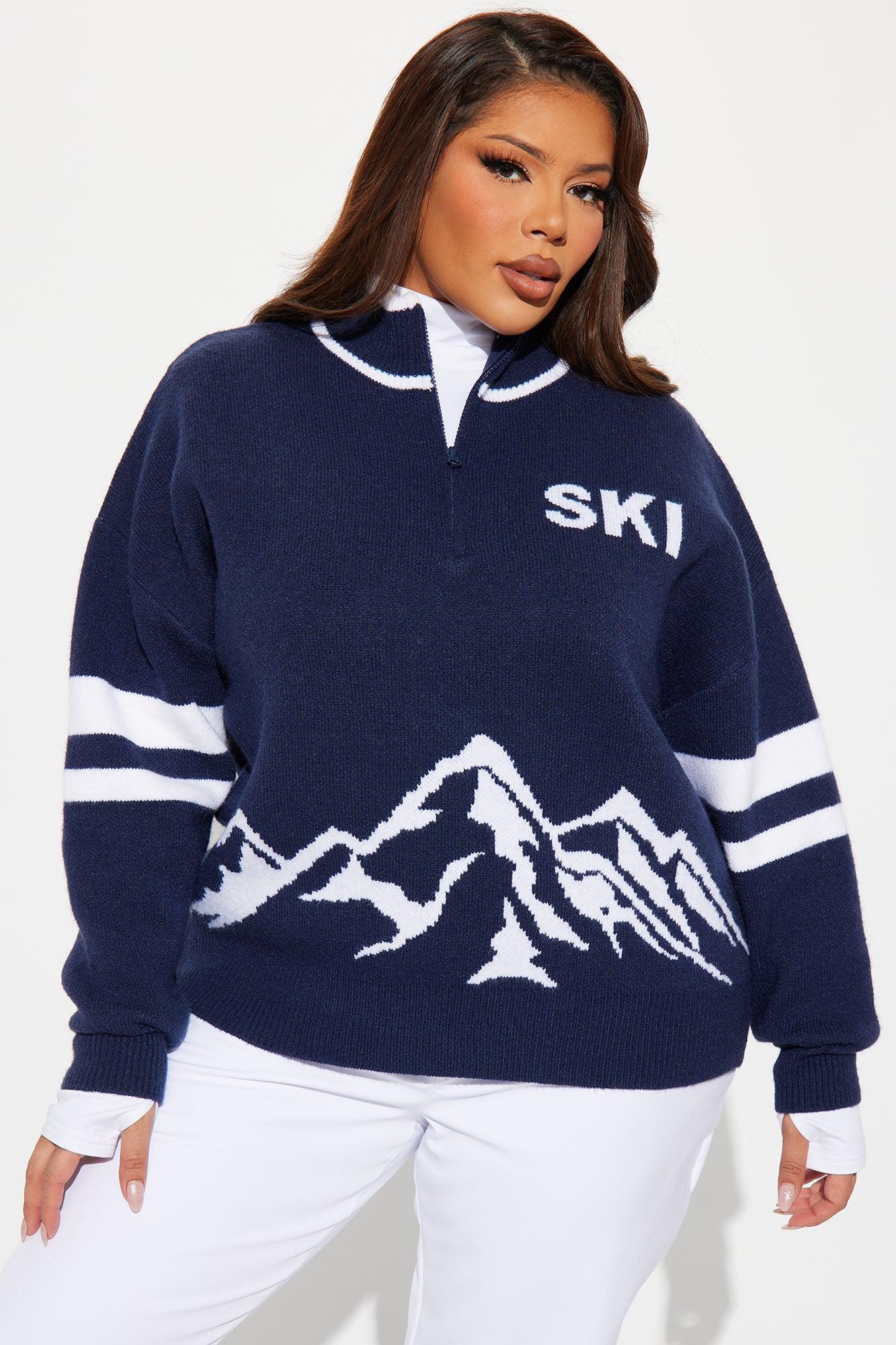 Ski Resort Quarter Zip Sweater - Navy Product Image