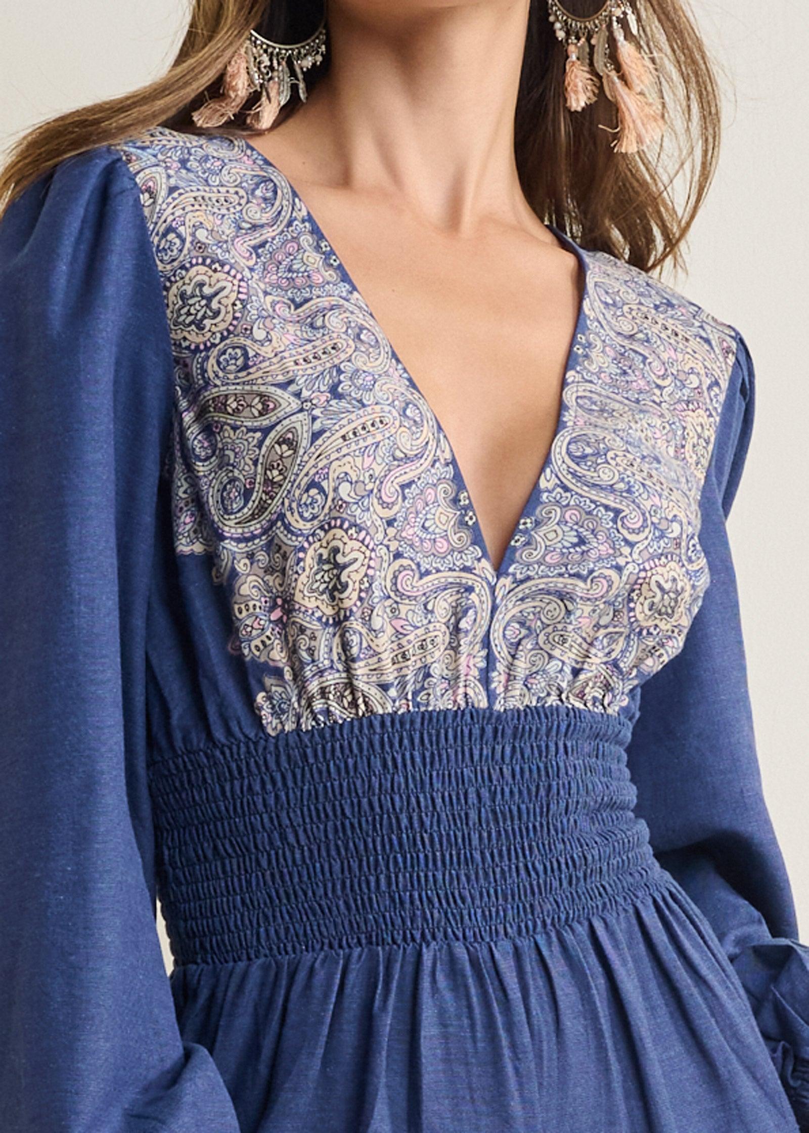 Printed Wide Leg Jumpsuit - Blue Multi Product Image