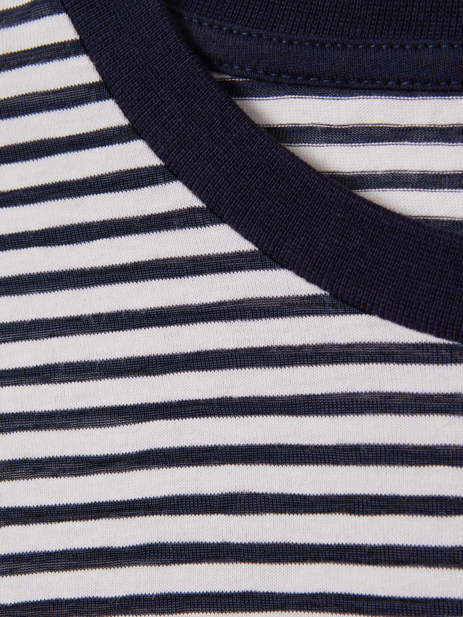 Striped Crew Neck T-Shirt in Navy/White Product Image