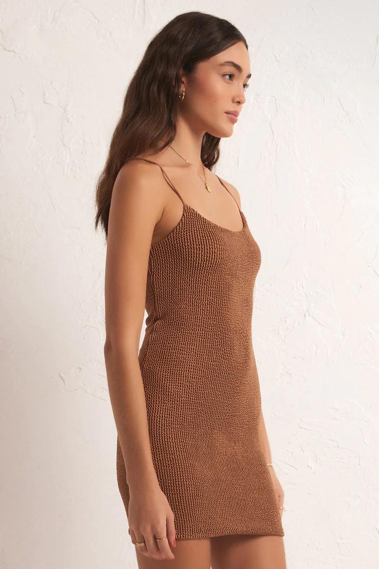 Azure Crinkle Knit Mini Dress Product Image