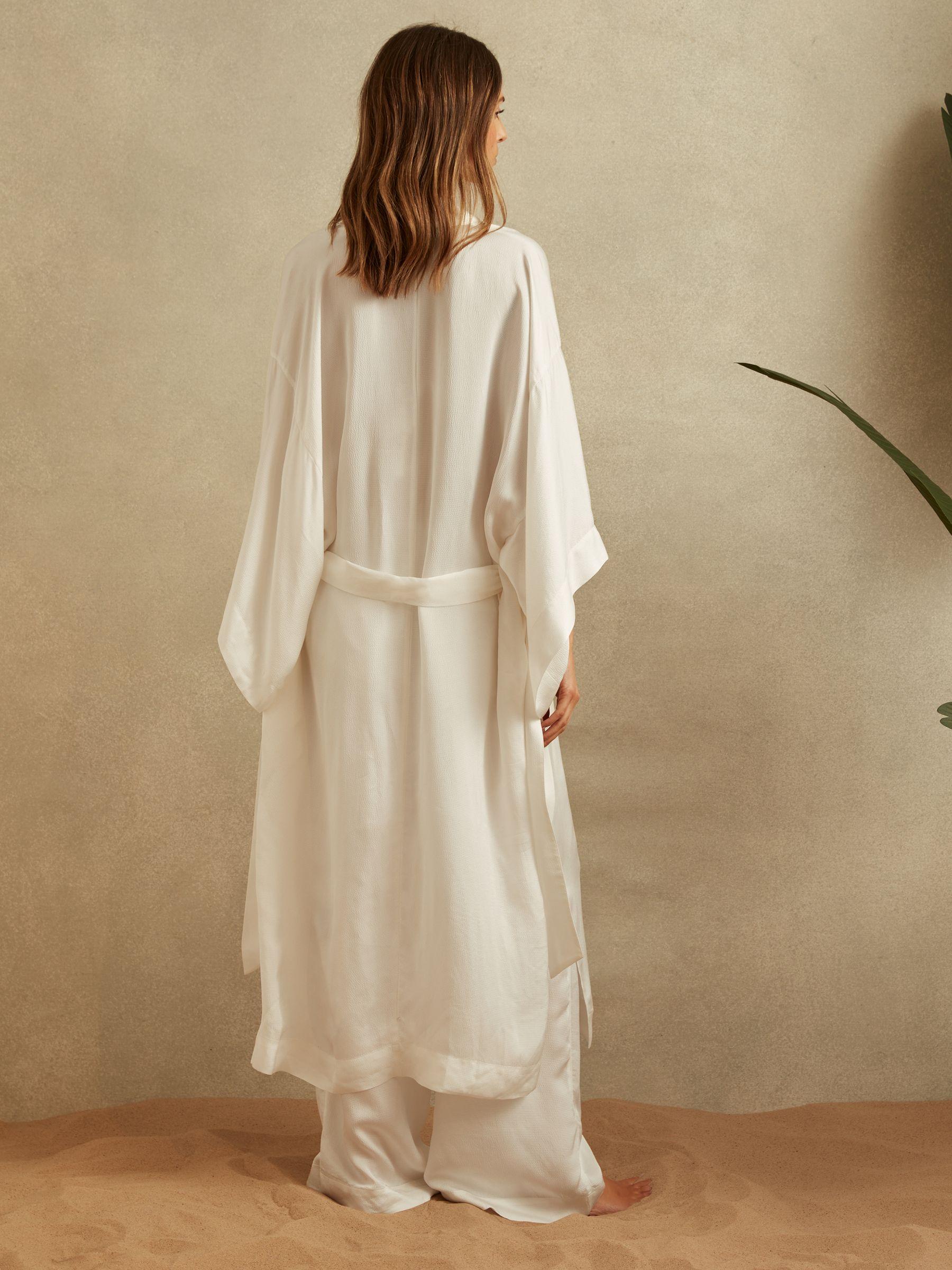 Textured Belted Kimono in Ivory Product Image