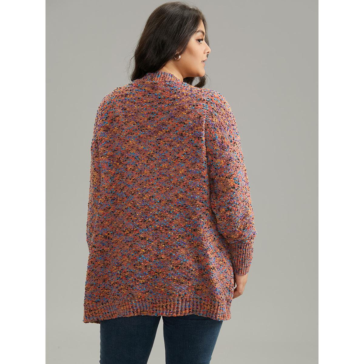 Plus Size Colour Heather Pocket Open Front Cardigan Multicolor Women Casual Loose Long Sleeve Dailywear Cardigans BloomChic 10/M Product Image