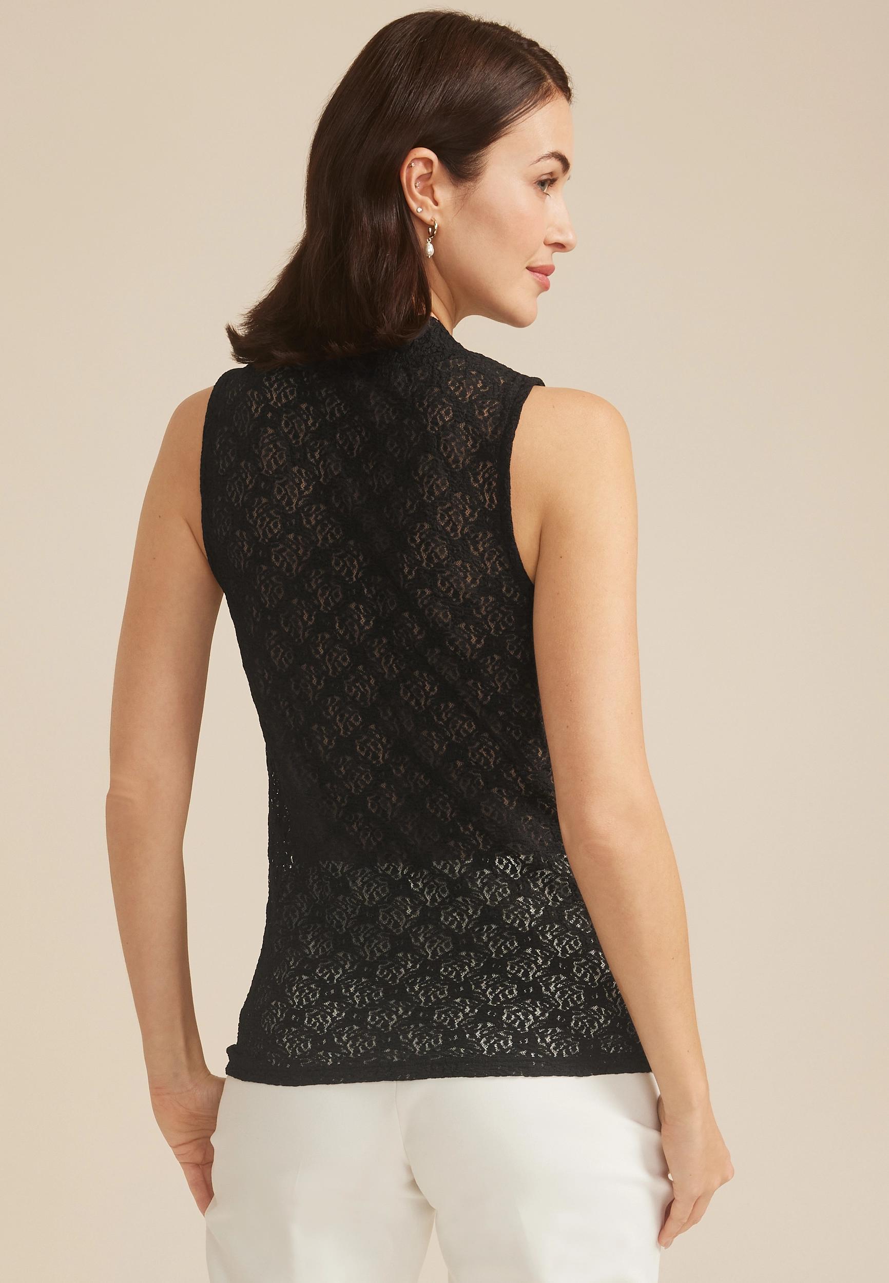 Lace Mock Neck Tank Top Product Image