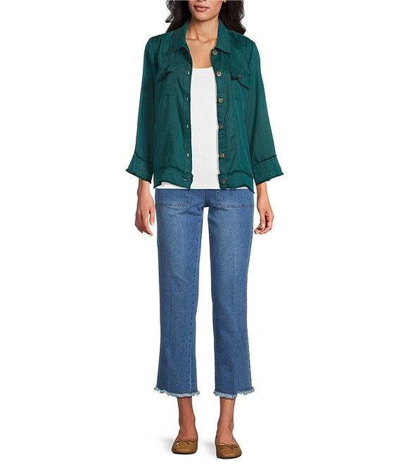 Multiples Solid Lyocell Point Collar 3/4 Sleeve Button-Front Jacket Product Image