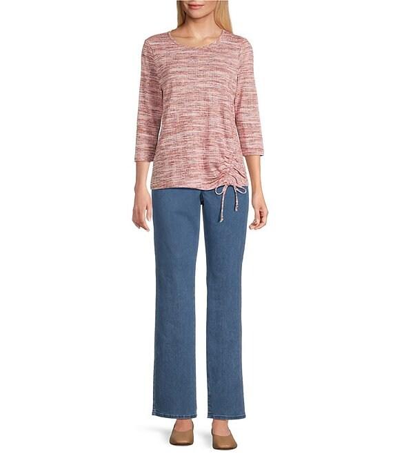 Allison Daley Embellished Blush 3/4 Sleeve Crew Neck Knit Top Product Image