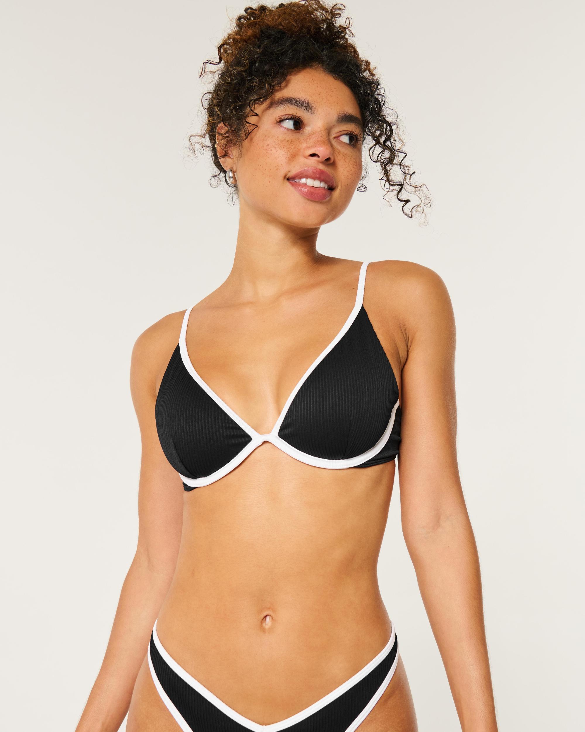 Ribbed Plunge Underwire Bikini Top Product Image