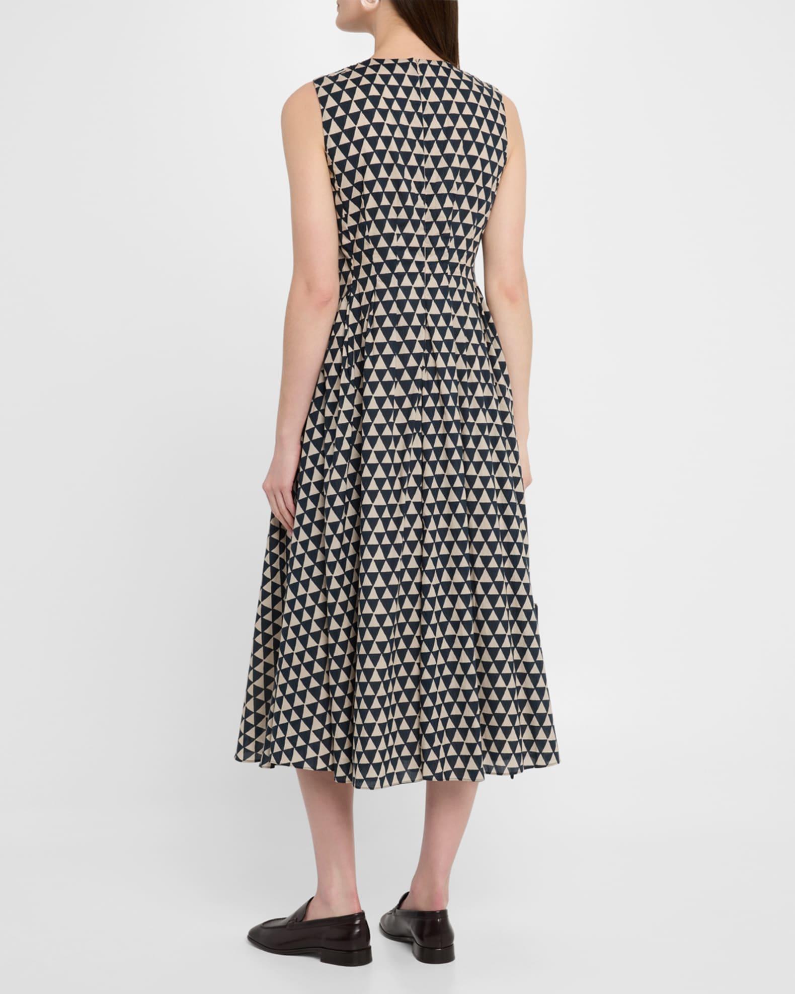 Eloise Geo-Print Pleated Sleeveless Midi Dress Product Image
