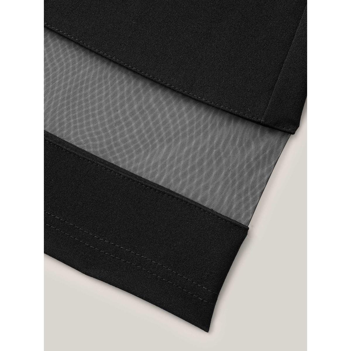 Plus Size Mesh Spliced Bell-Bottom Pants Women Black Formal Bootcut Mid Rise Party Pants BloomChic 12/L Product Image