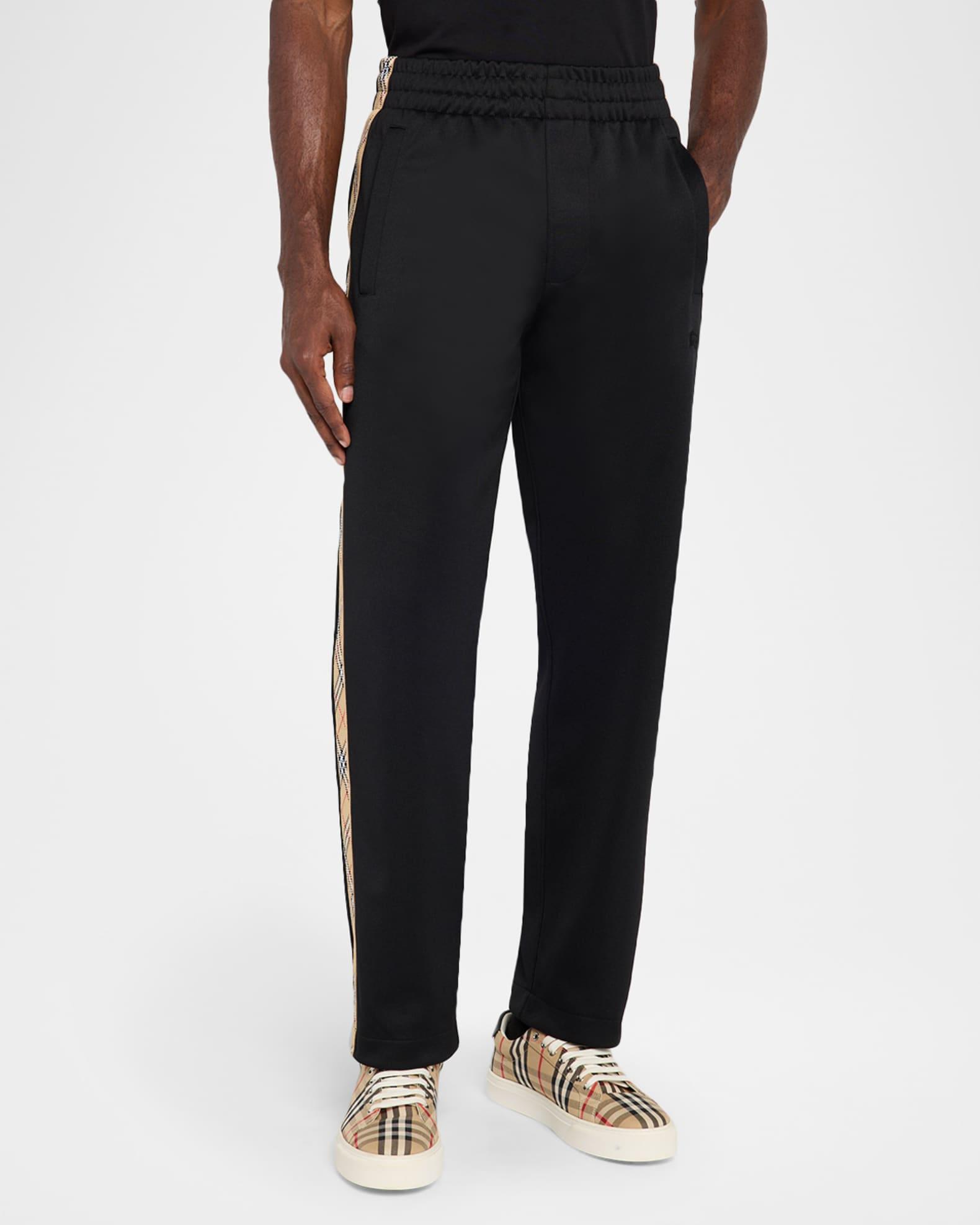 Men's Check-Trim Jersey Trousers Product Image