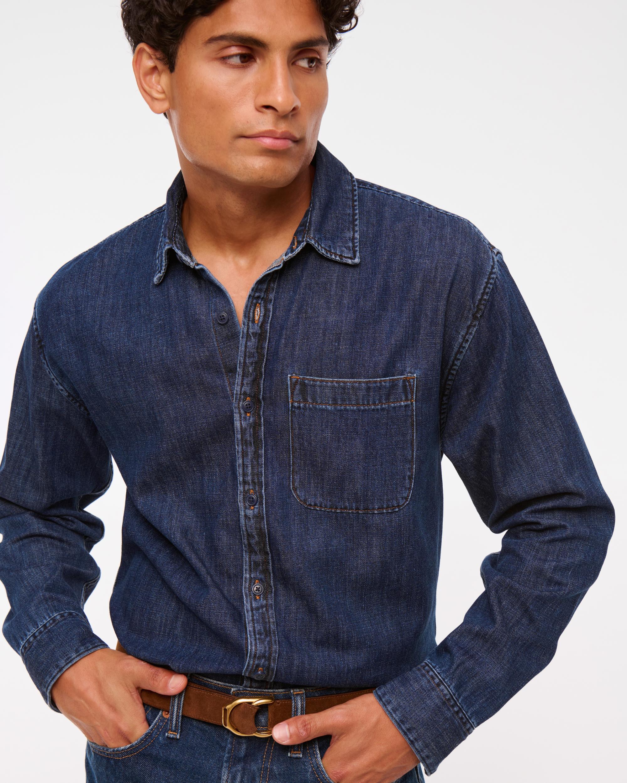 Denim Button-Up Shirt Product Image