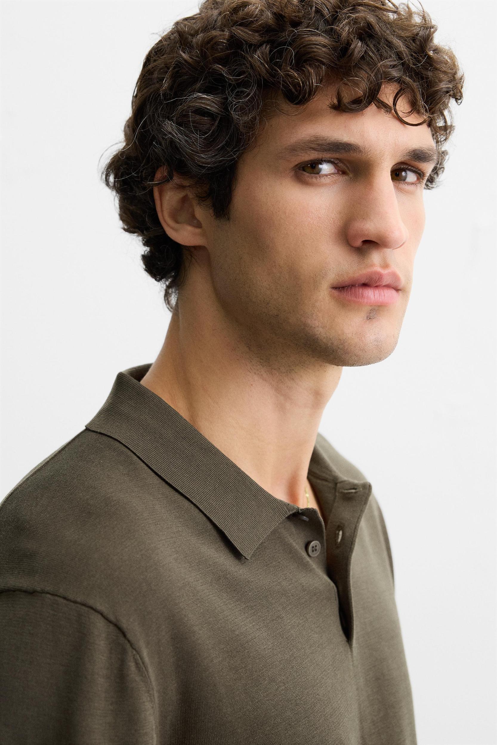 COTTON - SILK BLEND KNIT POLO Product Image