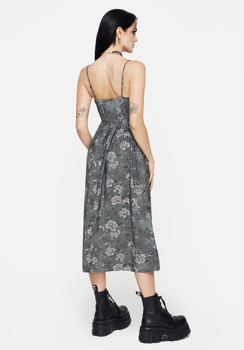 Meadow Floral Serpent Print Cami Midi Dress Product Image