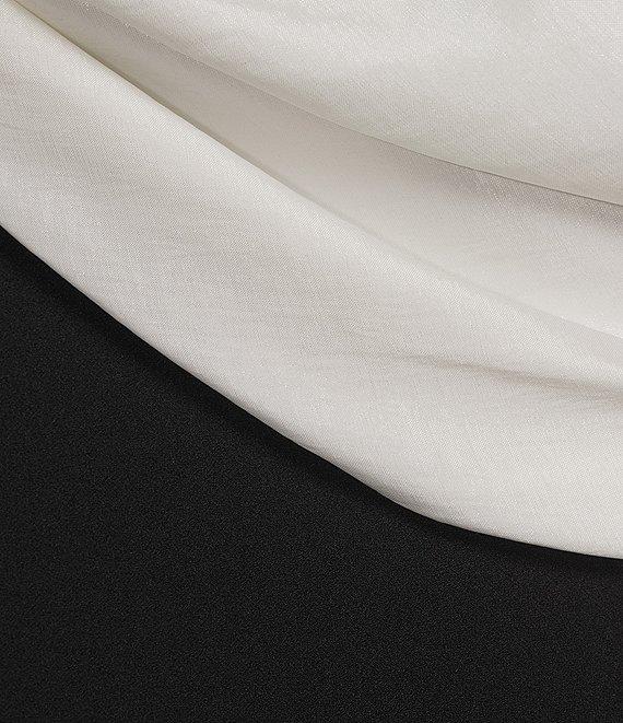 Betsy & Adam Long Scuba Crepe Dress With Taffeta Off The Shoulder Twist Top Product Image