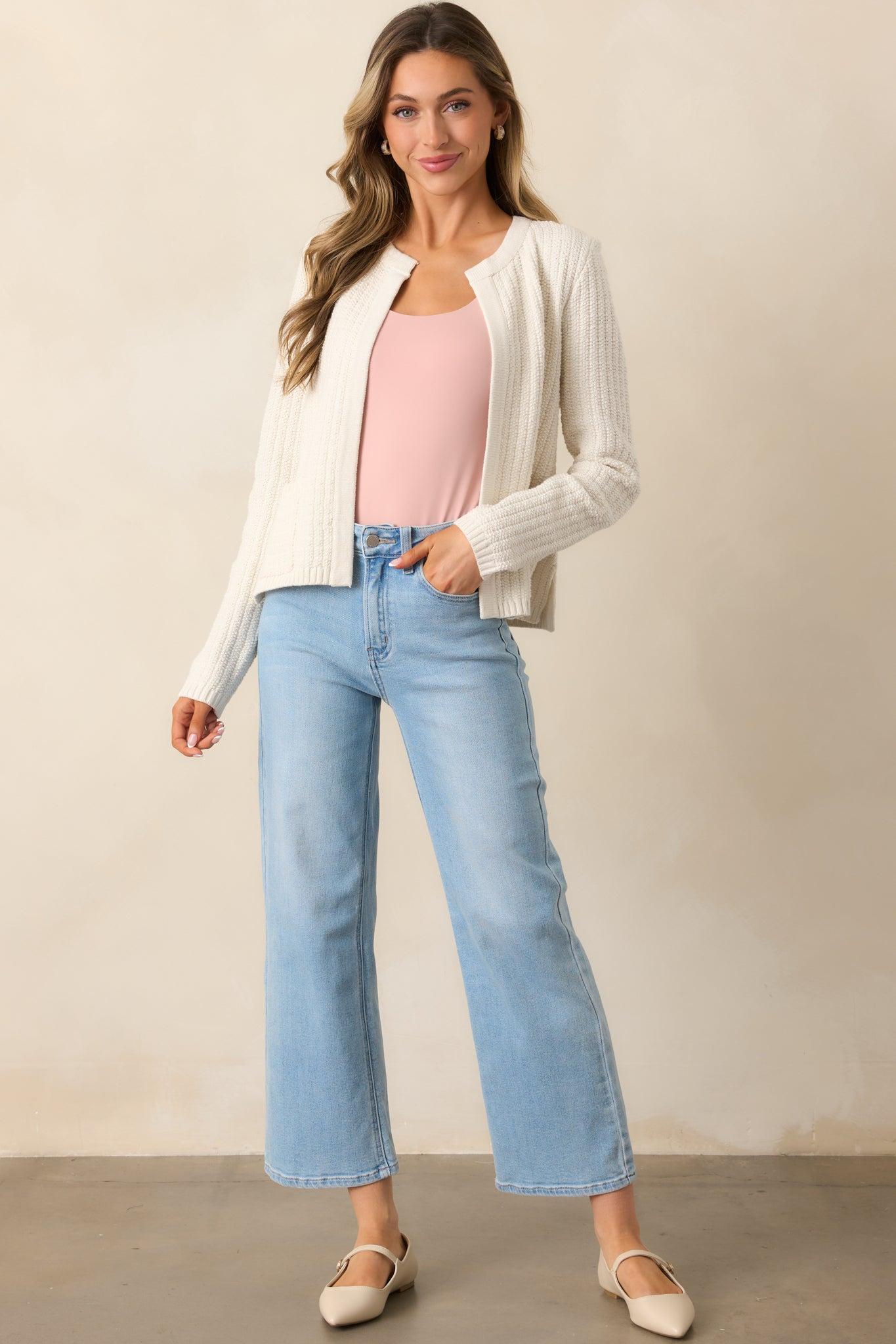 Which Chapter Ivory Knit Cardigan Product Image