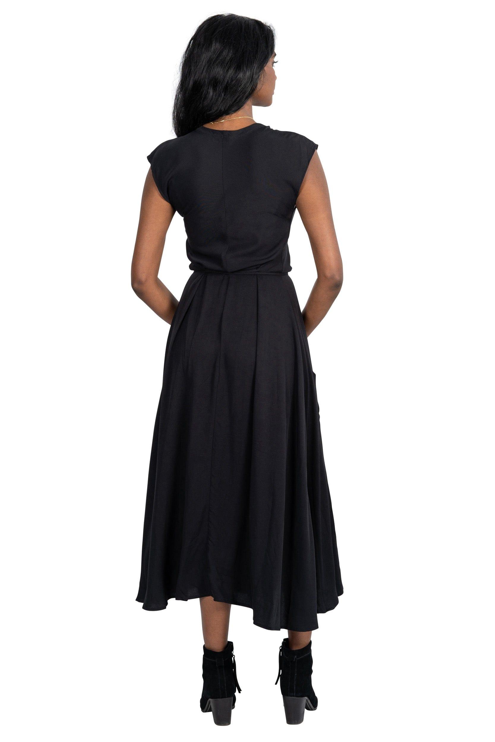 Belted Bias Dress in Black Product Image