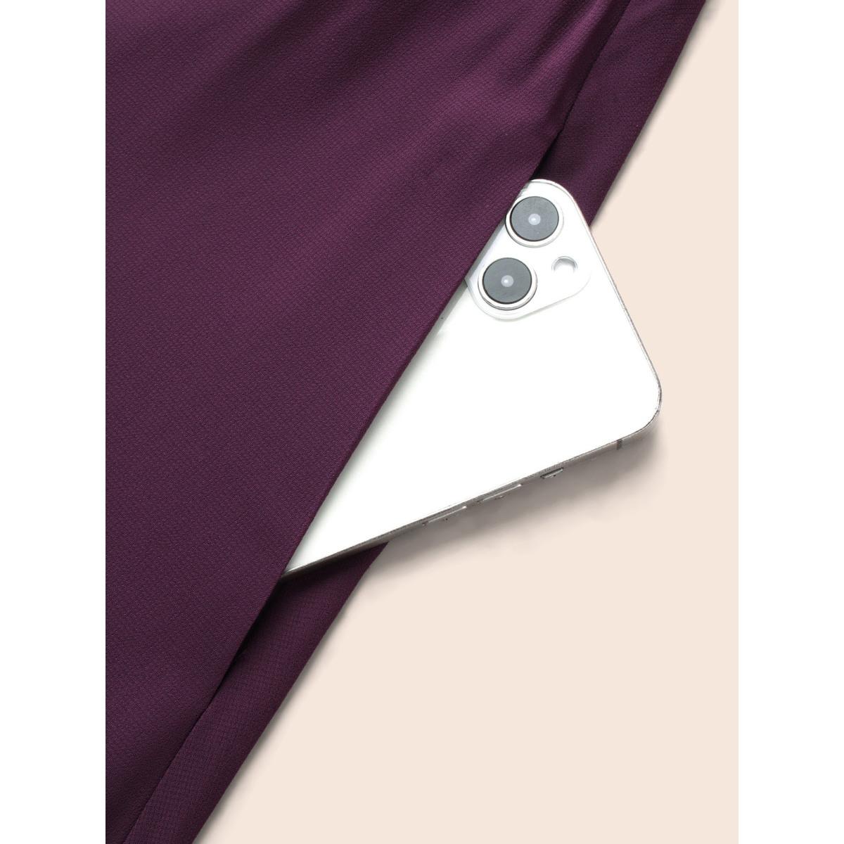 Plus Size Round Neck Crochet Lace Mesh Dress Deeppurplered Women Cocktail Woven ribbon&lace trim Round Neck Elbow-length sleeve Curvy BloomChic 26/4X Product Image