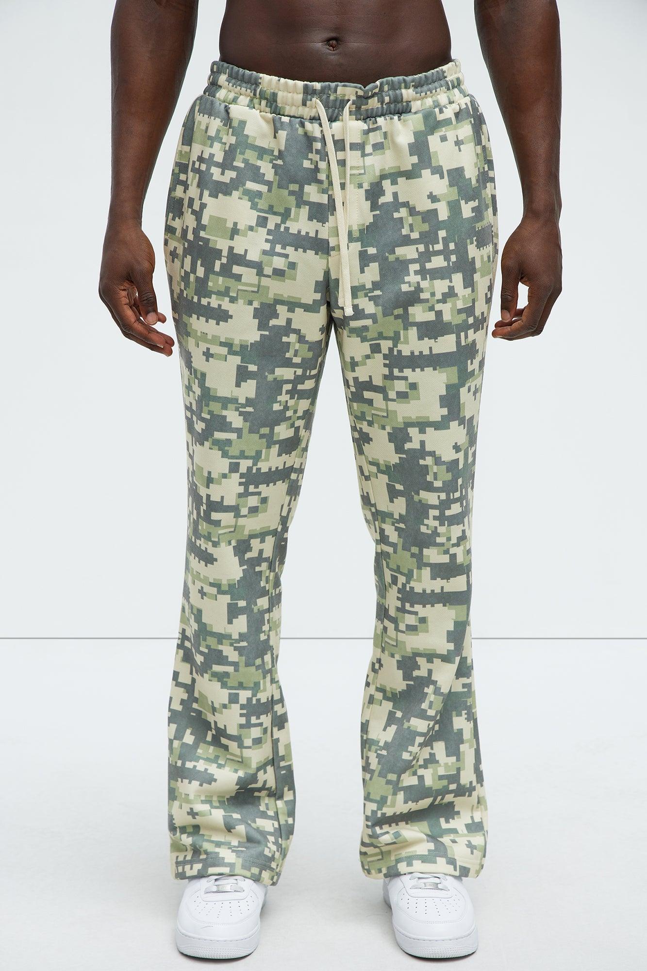 Digi Camo Skinny Flare Sweatpants - Green/combo Product Image