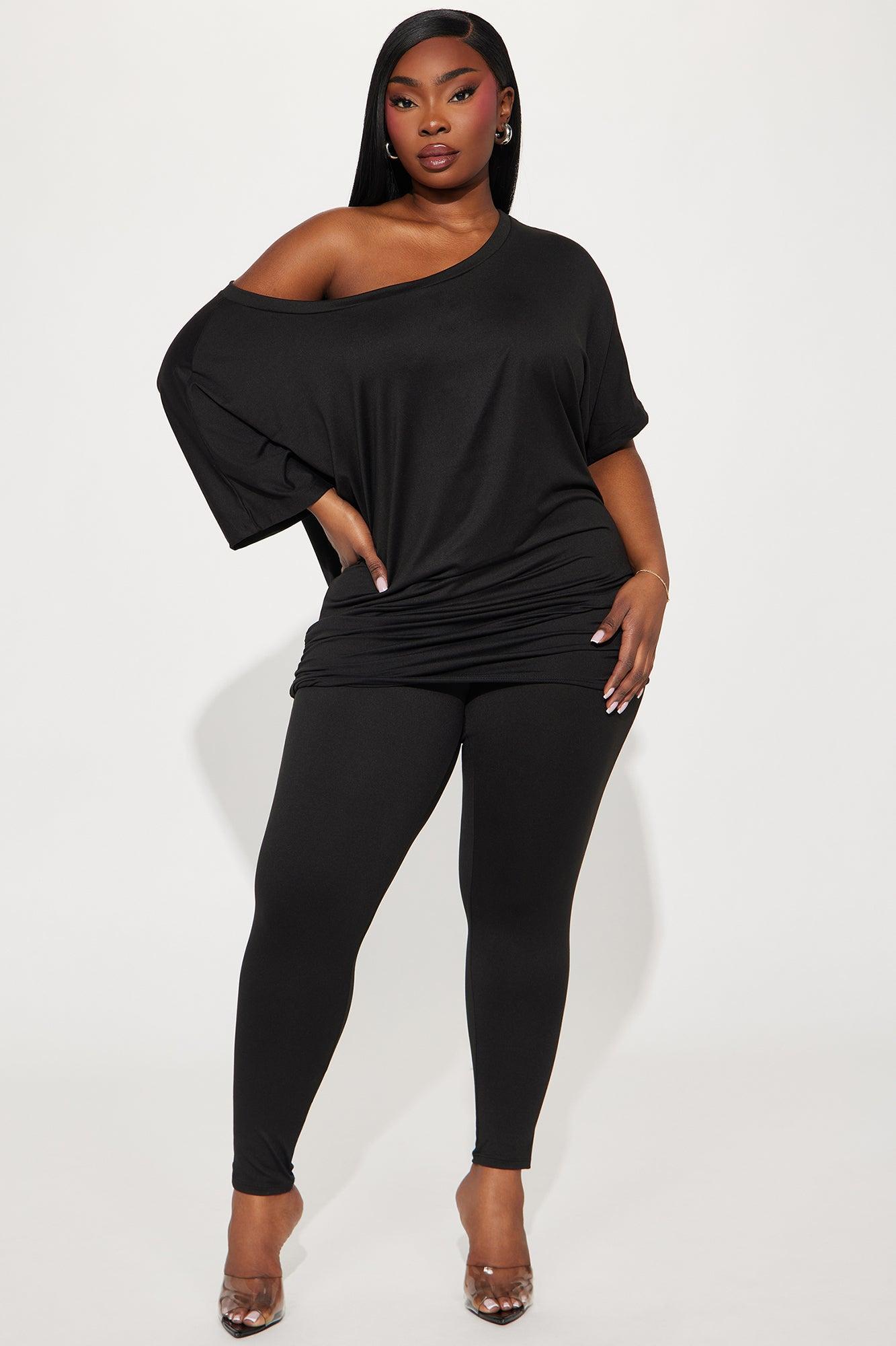 Camila Short Sleeve Legging Set - Black Product Image