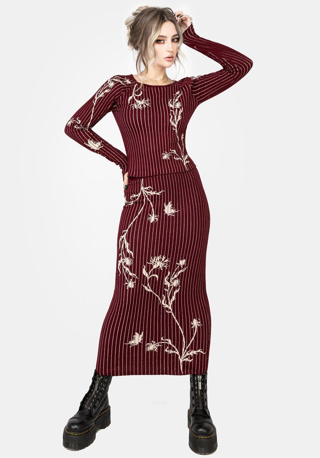 Diastella Floral Jacquard Rib Knit Maxi Skirt Product Image