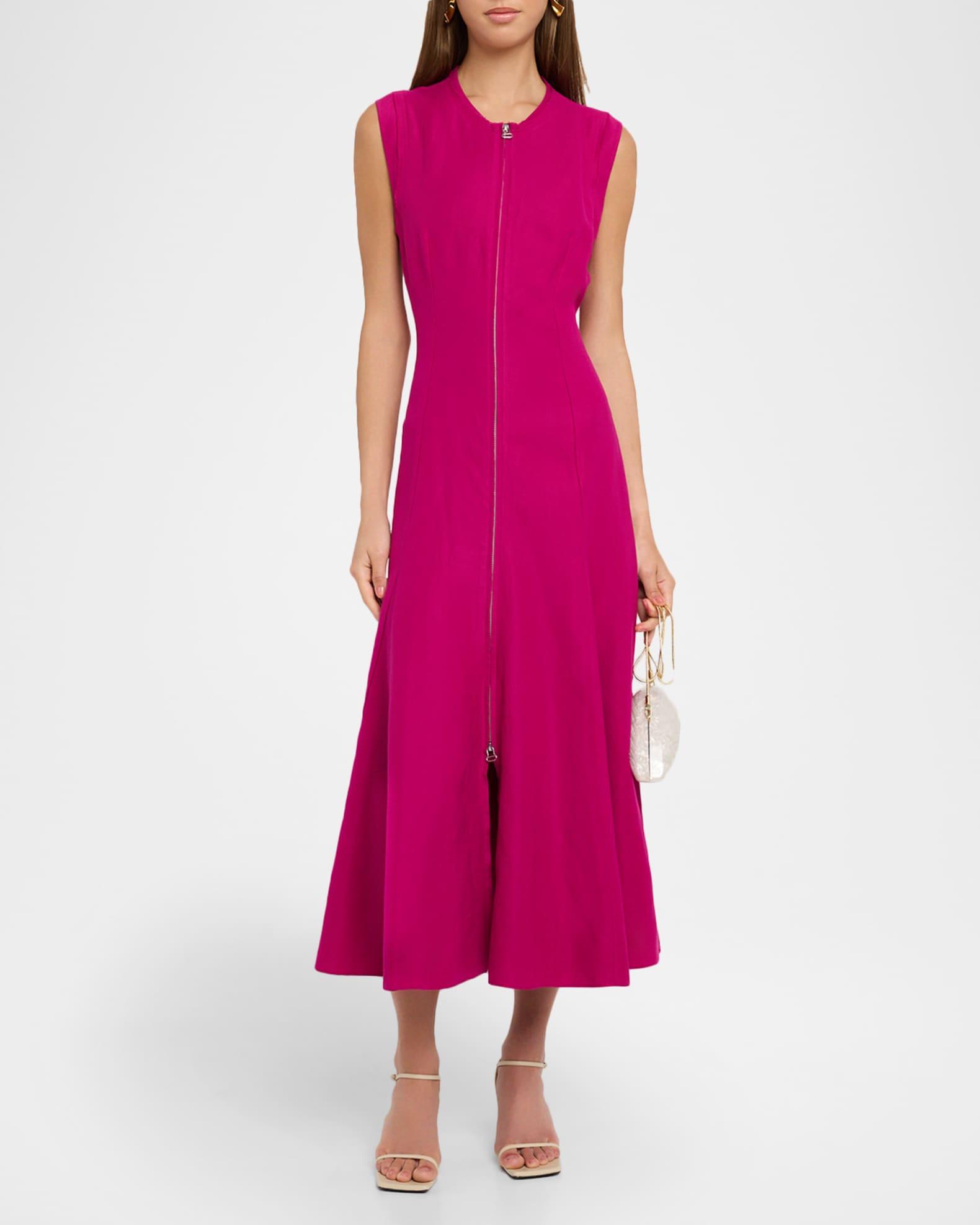 Cornelia Viscose-Linen Twill Midi Dress Product Image