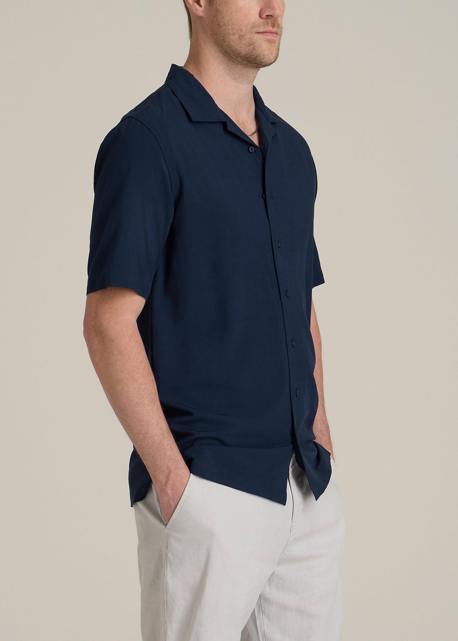 Short Sleeve Resort Shirt for Tall Men in Navy Male Product Image