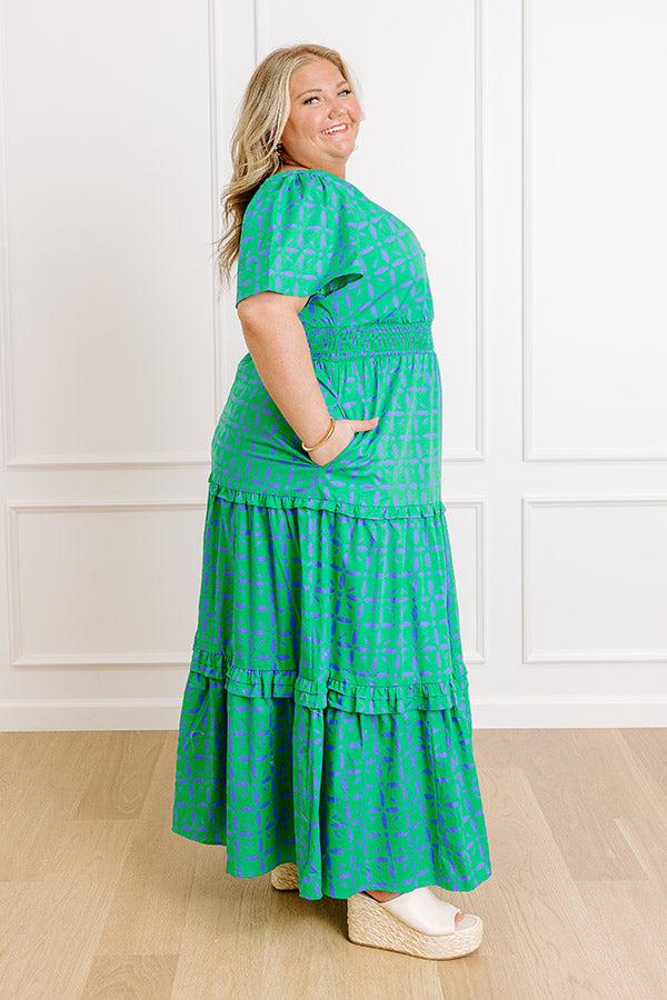 Polished Perfection Floral Maxi Dress in Green Curves Product Image
