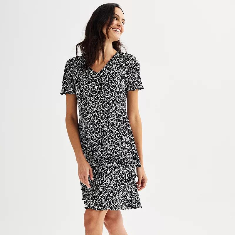 Women's Connected Apparel Pleated Tiered Dress, Size: 4, Black Product Image