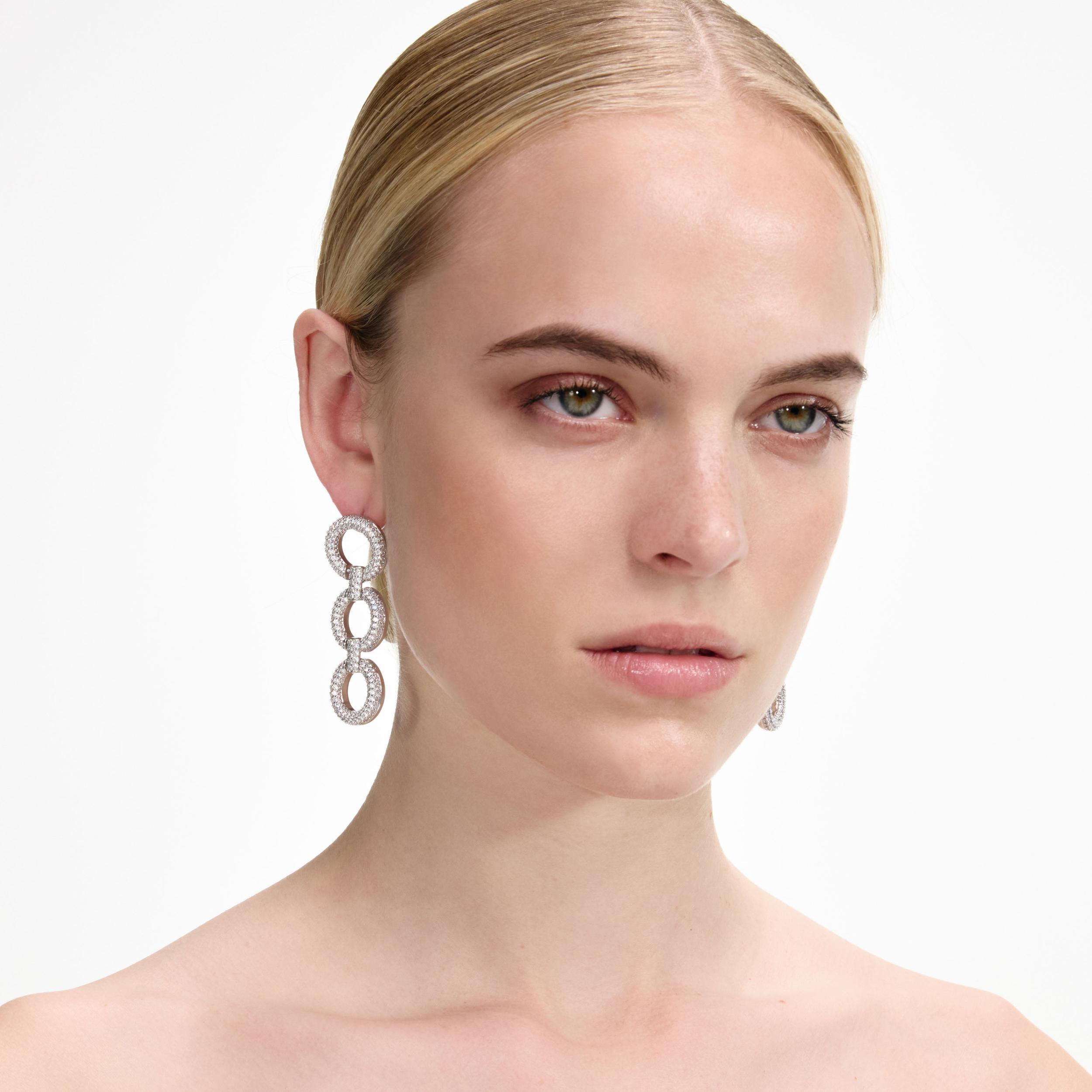 Crystal Link Three Tiered Earrings Product Image