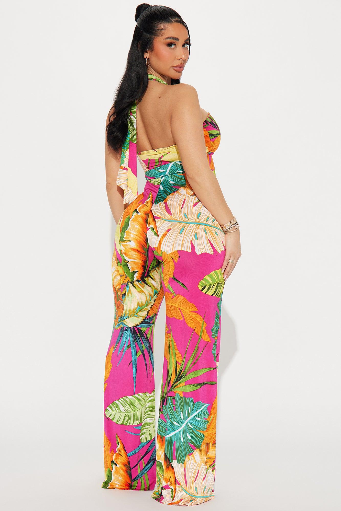 By The Palm Trees Jumpsuit - Fuchsia/combo Product Image