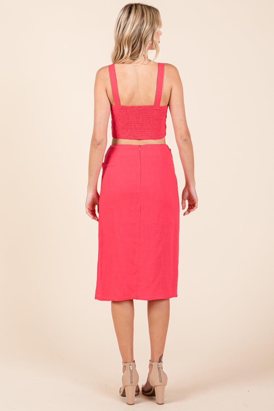 2 Piece Linen Crop Cop And Pencil Skirt Set Product Image
