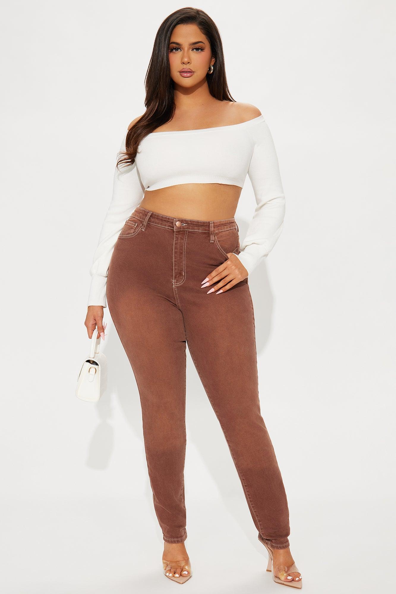 Tall Give It A Shot Stretch Skinny Jeans - Brown Product Image