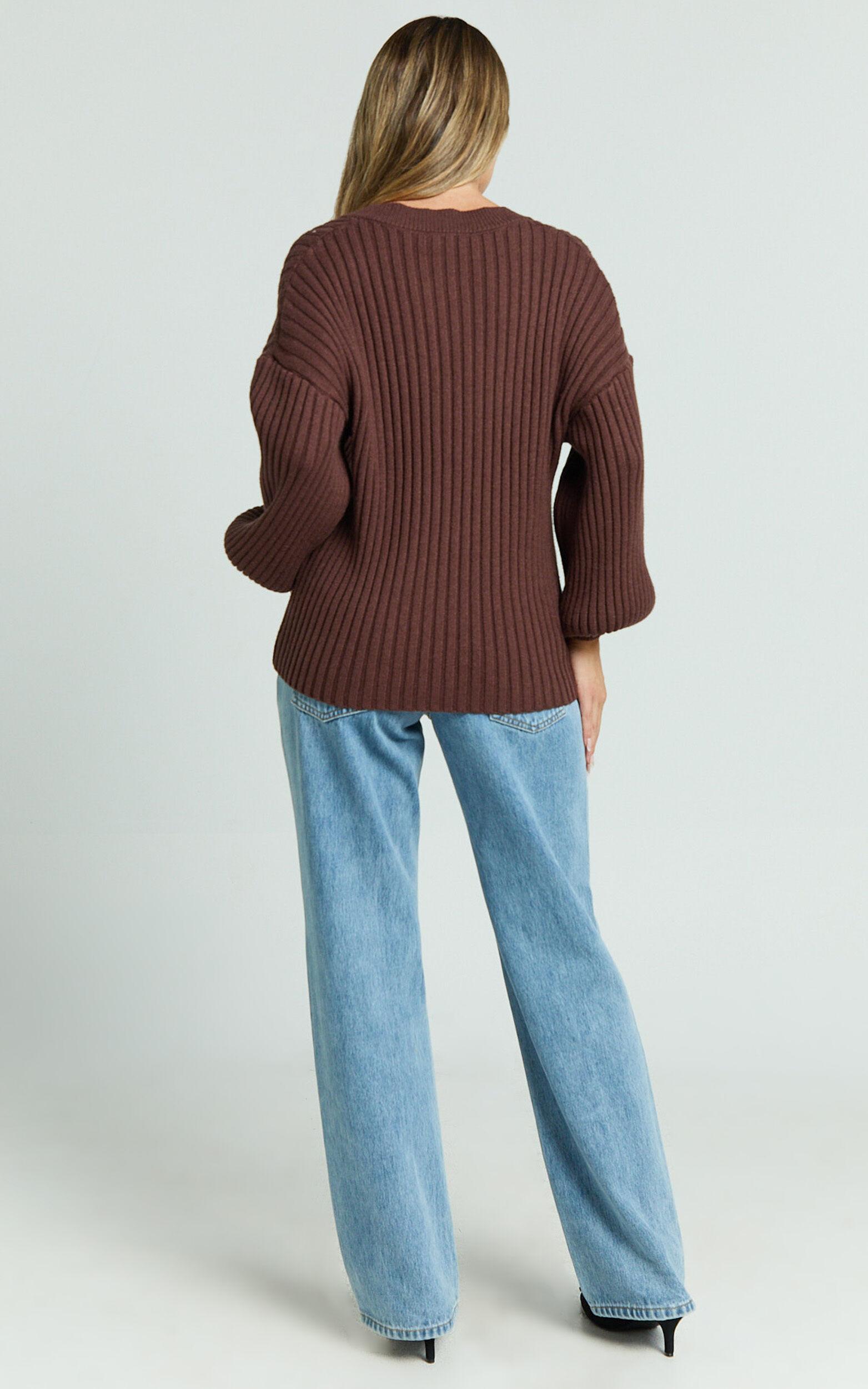 Kartia Jumper - V Neck Jumper in Chocolate Product Image