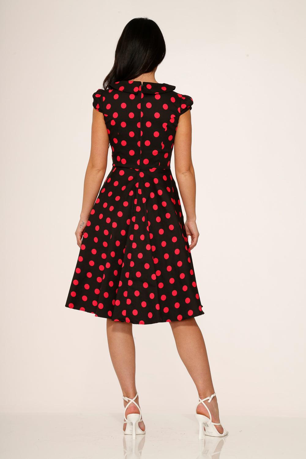 Black & Pink Polka Dot Swing Dress Product Image