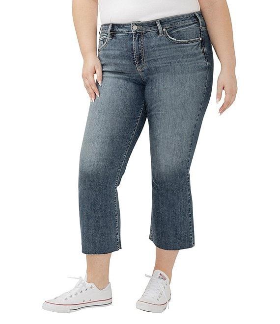 Silver Jeans Co. Plus Size Suki Mid Rise American Flag Detail Kick Flare Crop Jeans Product Image